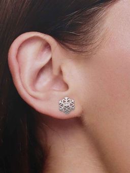 Kai Jewel - Sterling Silver Smiley Snowflake Casual Stud Earrings