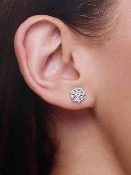 Kai Jewel - Sterling Silver Chic Diamond Flower Stud Earrings