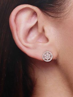 Kai Jewel - Sterling Silver Rose Gold Eternal Blossom Zircon Casual Stud Earrings