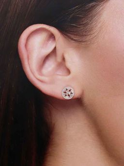 Kai Jewel - Sterling Silver Rose Gold Stardust Halo Stud Earrings