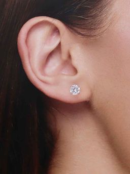 Kai Jewel - Sterling Silver Rose Gold Chic Solitaire Stud Earrings