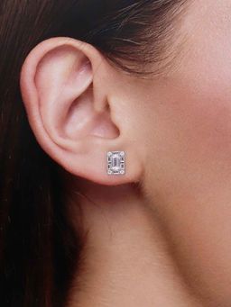 Kai Jewel - Sterling Silver White Chic Baguette Stud Earrings
