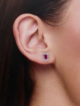 Kai Jewel - Sterling Silver Pink Chic Baguette Stud Earrings