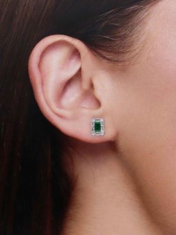 Kai Jewel - Sterling Silver Green Chic Baguette Stud Earrings