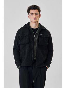 Snitch - Men's Black Solid Full Sleeves Regular Casual Jacket