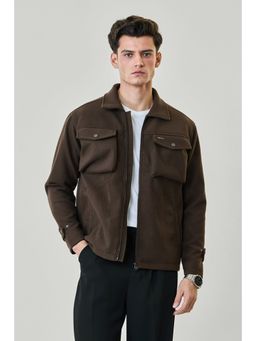 Snitch - Men's Brown Solid Full Sleeves Regular Casual Jacket