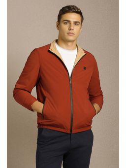 Louis Philippe - Men's Maroon and Beige Solid Reversible Jacket