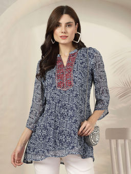 Nayam by lakshita - Floral Printed Casual Tunic Blue