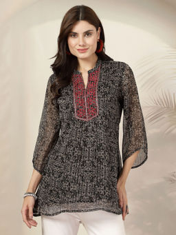 Nayam by lakshita - Floral Printed Casual Tunic Black