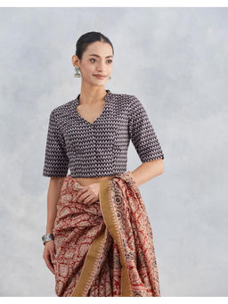 Fabindia - White-Black Cotton Bagh Printed Stitched Blouse