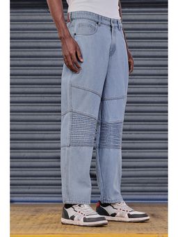 Snitch - Grind Light Blue Textured Baggy Casual Jeans for Men