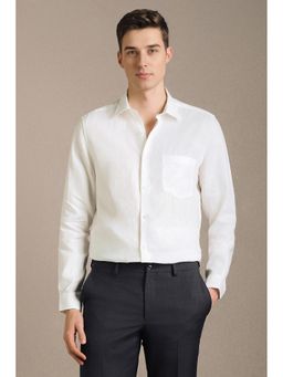 Louis Philippe - Men White Solid Full Sleeves Formal Shirt