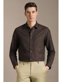 Louis Philippe - Men Brown Checks Full Sleeves Formal Shirt