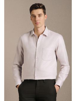 Louis Philippe - Men Pink Check Full Sleeves Formal Shirt