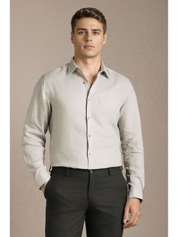 Louis Philippe - Men Grey Solid Full Sleeves Formal Shirt