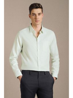 Louis Philippe - Men Green Textured Full Sleeves Formal Shirt