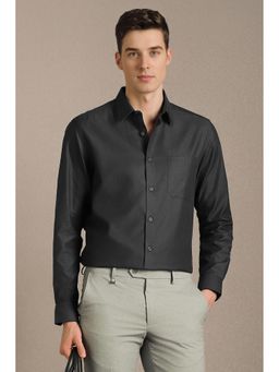 Louis Philippe - Men Black Textured Full Sleeves Formal Shirt