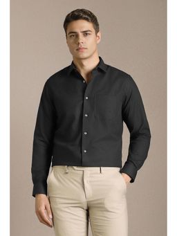 Louis Philippe - Men Black Textured Full Sleeves Formal Shirt