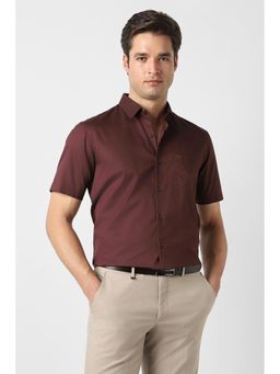 Peter England - Men Maroon Nuvo Fit Half Sleeves Formal Shirt