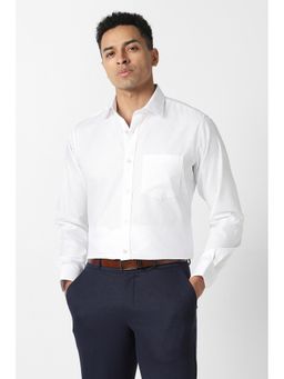 Van Heusen - Men White Textured Full Sleeves Formal Shirt
