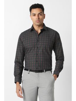Van Heusen - Men Black Check Full Sleeves Formal Shirt