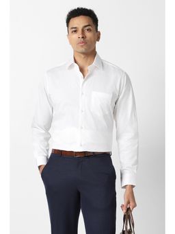 Van Heusen - Men White Solid Slim Fit Full Sleeves Formal Shirt