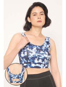 Clovia - Poly Spandex Padded Wire Free Sports Bra in Navy Colour with Removable Cups