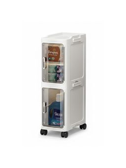 House of Quirk - 2 Tier Bath Storage Cabinet with Transparent Drawers and Wheels