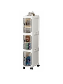 House of Quirk - 3 Tier Bath Storage Cabinet with Transparent Drawers and Wheels