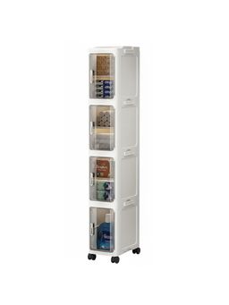 House of Quirk - 4 Tier Bath Storage Cabinet with Transparent Drawers and Wheels