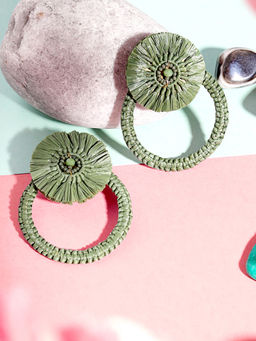 Blueberry - Green Raffia Drop Earring