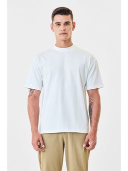 Snitch - White Solid Oversized T-Shirt for Men