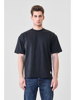 Snitch - Black Solid Oversized T-Shirt for Men