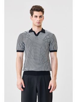 Snitch - Black Stripes Slim Polo T-Shirt for Men