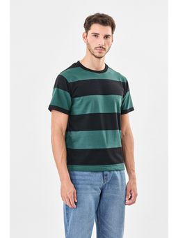 Snitch - Dark Green Stripes T-Shirt for Men