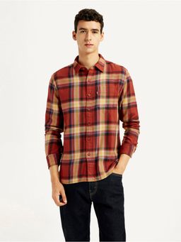 Levi's - Men Checks Rust Slim Fit Shirt
