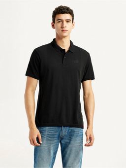 Levi's - Men Black Textured Slim Fit Polo T-Shirt