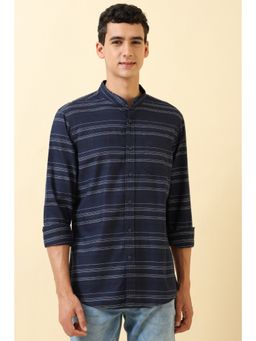 Allen Solly - Men Navy Blue Stripes Casual Shirt