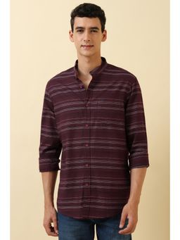 Allen Solly - Men Maroon Stripe Casual Shirt
