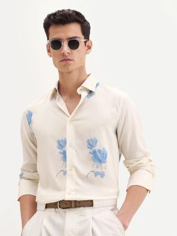 Rare Rabbit - Men Beige Floral Regular Fit Shirt
