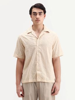 Rare Rabbit - Men Peach Embroidered Shirt
