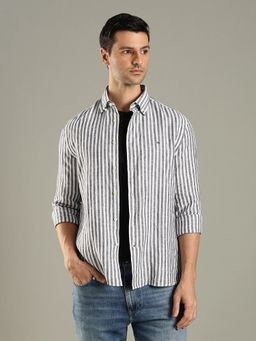 Tommy Hilfiger - Men Grey Striped Regular Fit Shirt
