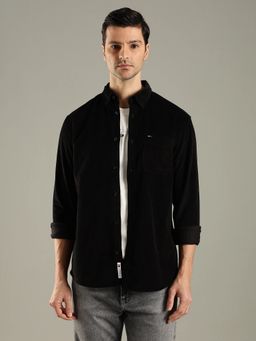 Tommy Hilfiger - Men Black Textured Regular Fit Cotton Shirt