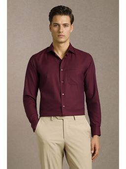 Louis Philippe - Men Maroon Solid Formal Shirt