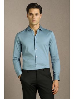 Louis Philippe - Men Blue Solid Formal Shirt