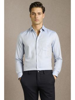 Louis Philippe - Men Blue Textured Formal Shirt