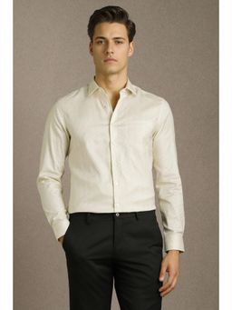 Louis Philippe - Men Cream Printed Formal Shirt