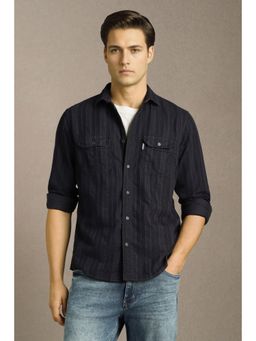 Louis Philippe - Men Black Textured Casual Shirt