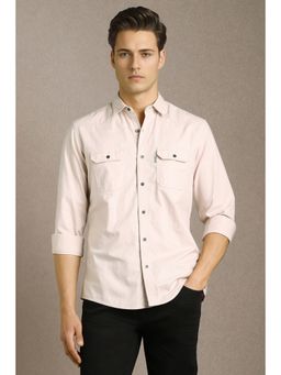 Louis Philippe - Men Beige Solid Casual Shirt