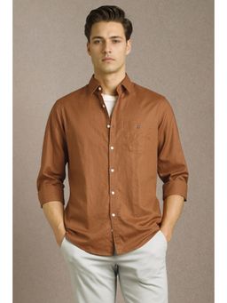 Louis Philippe - Men Brown Solid Casual Shirt